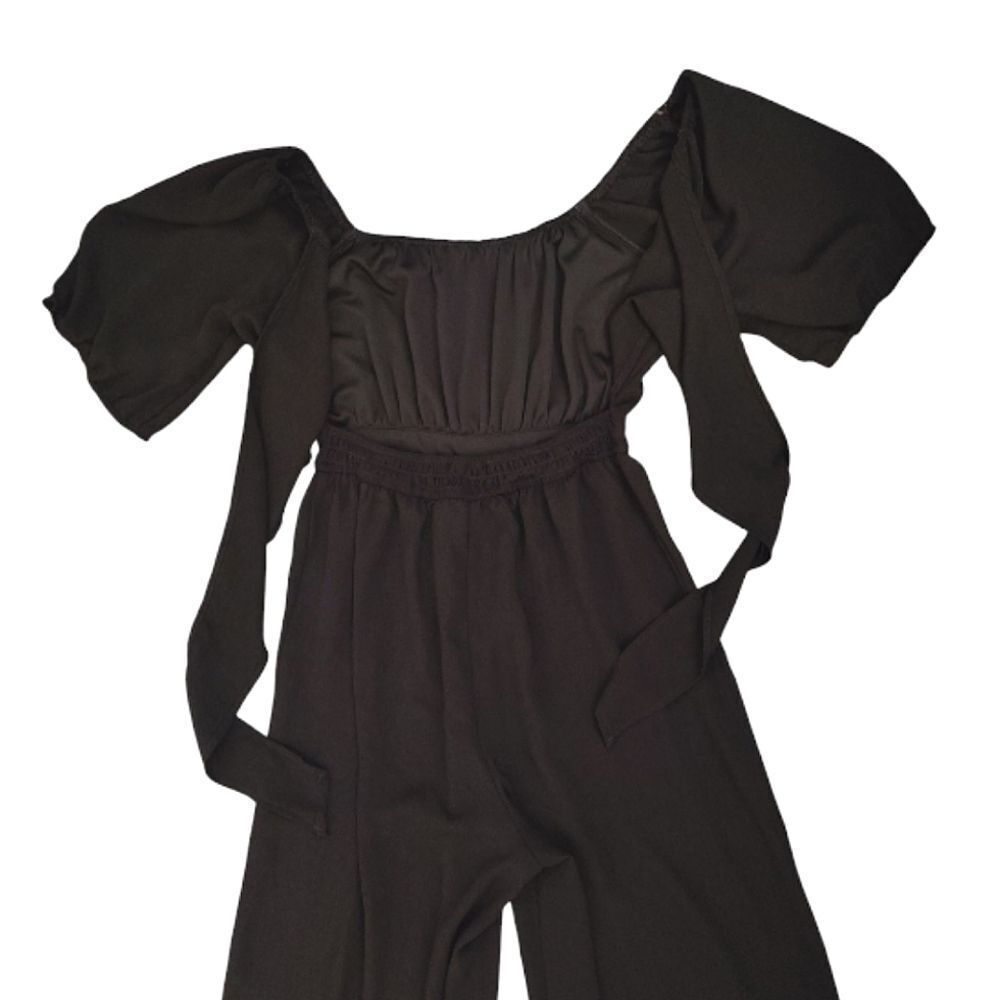 Inspired Hearts Solid Black Tie Back Cropped Wide… - image 6